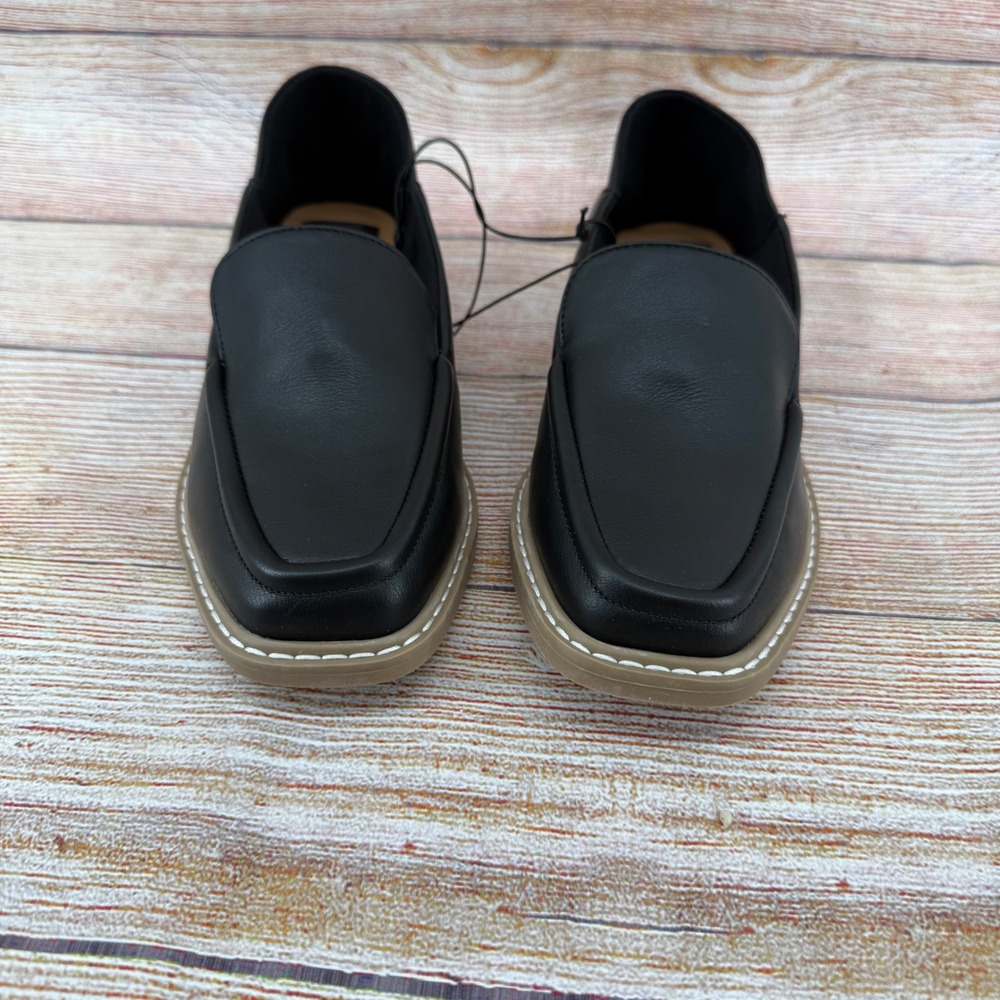 DV Dolce Vita Flirty Black Square Toe Slip‎ On Loafers Low Stacked Heel Womens 9 - Picture 3 of 8